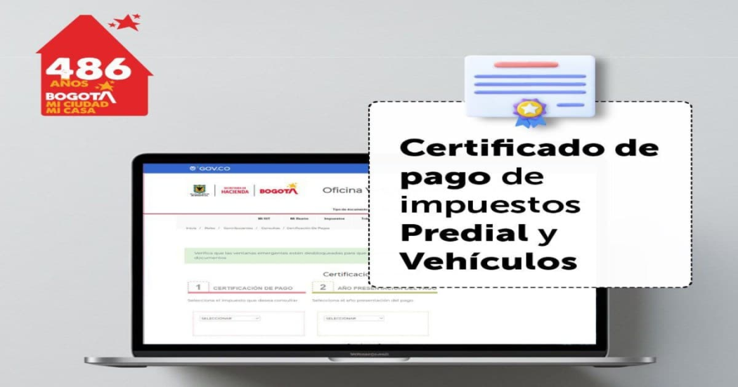 Certificado de los impuestos de Predial y Vehículos 2023 en Bogotá 