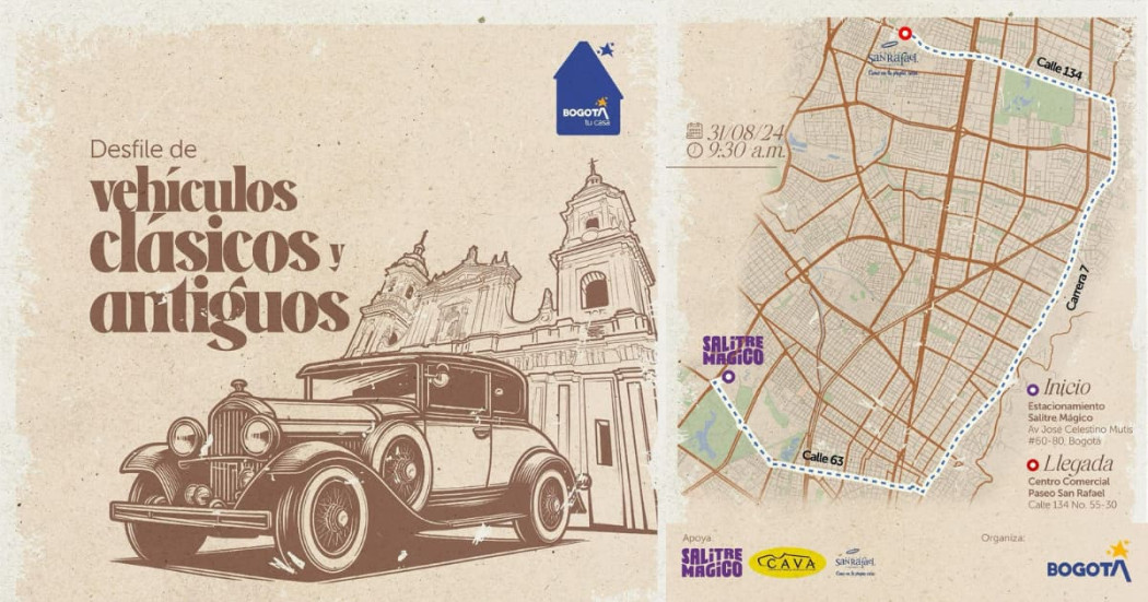 Desfile de autos antiguos en Bogotá: conoce la ruta sábado 31 agosto