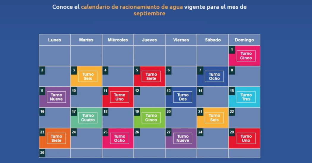 Racionamiento de agua en Bogotá y municipios durante septiembre 2024