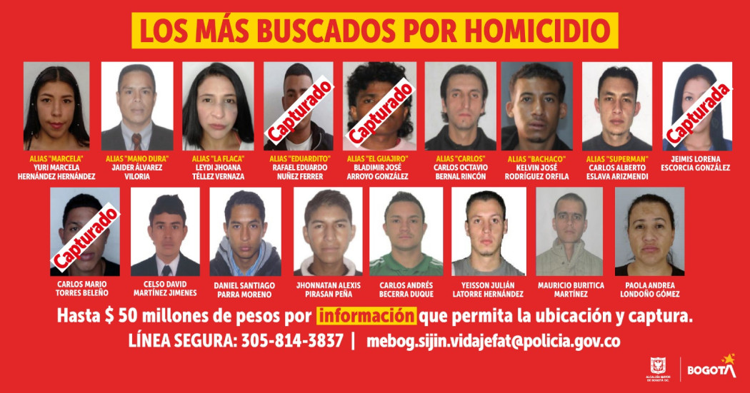 Cartel de los más buscados: recompensa por información que ayude a capturarlos