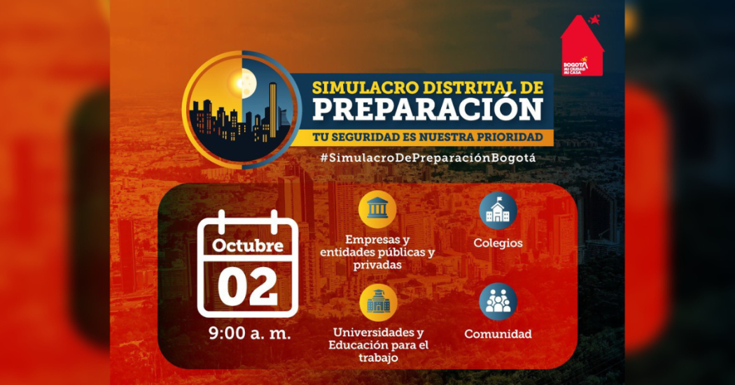 Simulacro Distrital en Bogotá: preparación miércoles 2 de octubre 2024