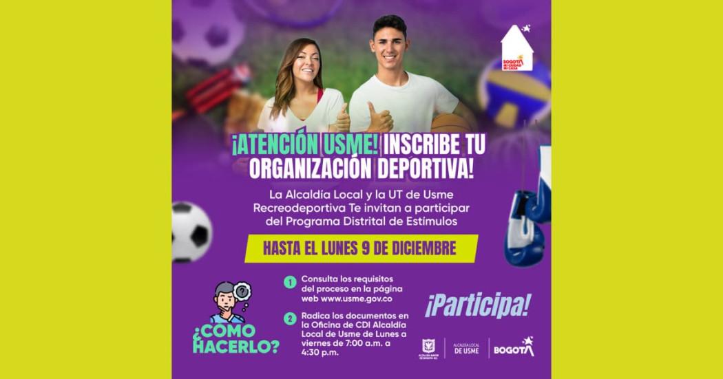 Convocatoria en Bogotá: inscribe a tu organización deportiva en Usme