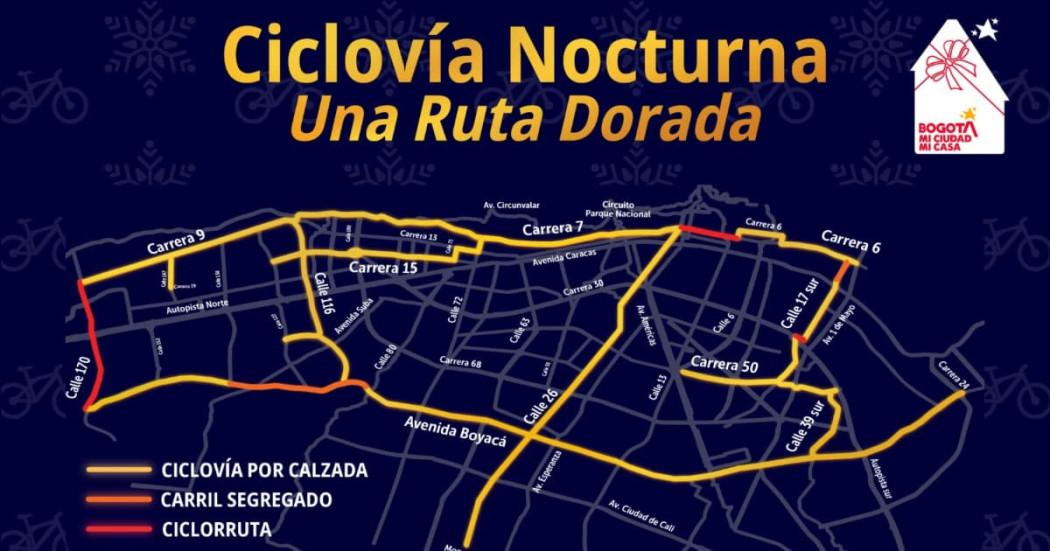 Asiste a Ciclovía Nocturna de Bogotá este 12 de diciembre conoce rutas