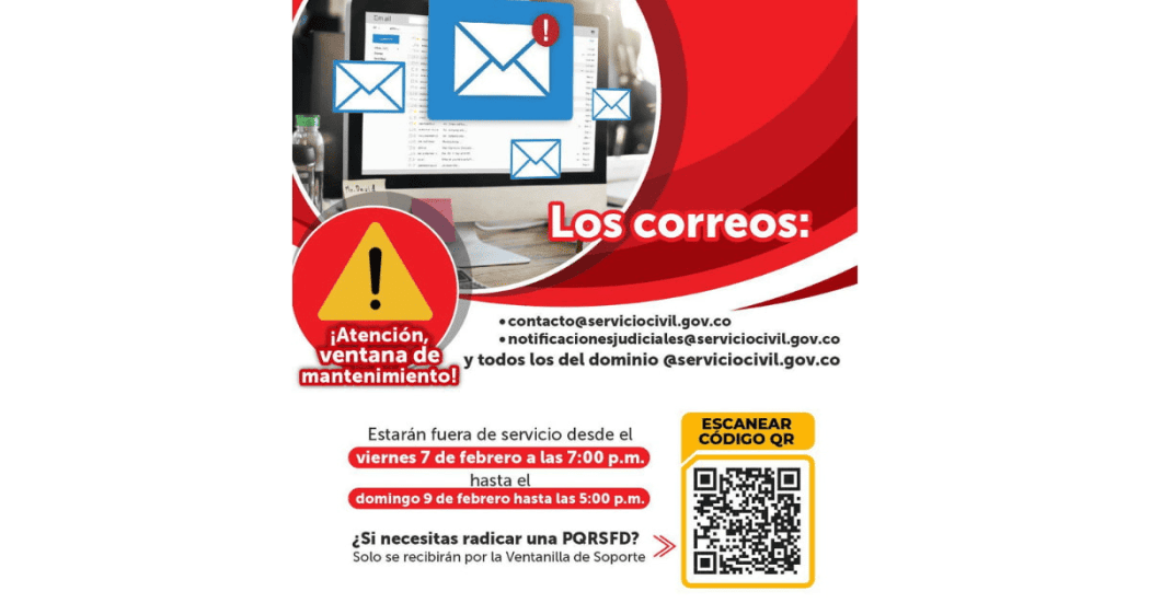 Correos del DASCD estarán fuera de servicio del 7 al 9 de febrero 2025