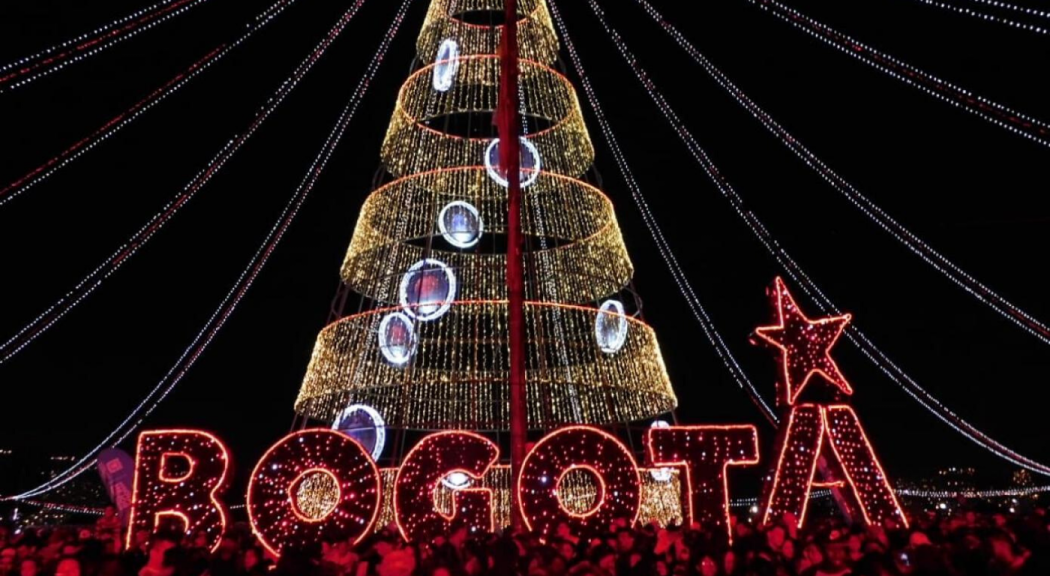 Imagen de un árbol iluminado en el Parque El Tunal.