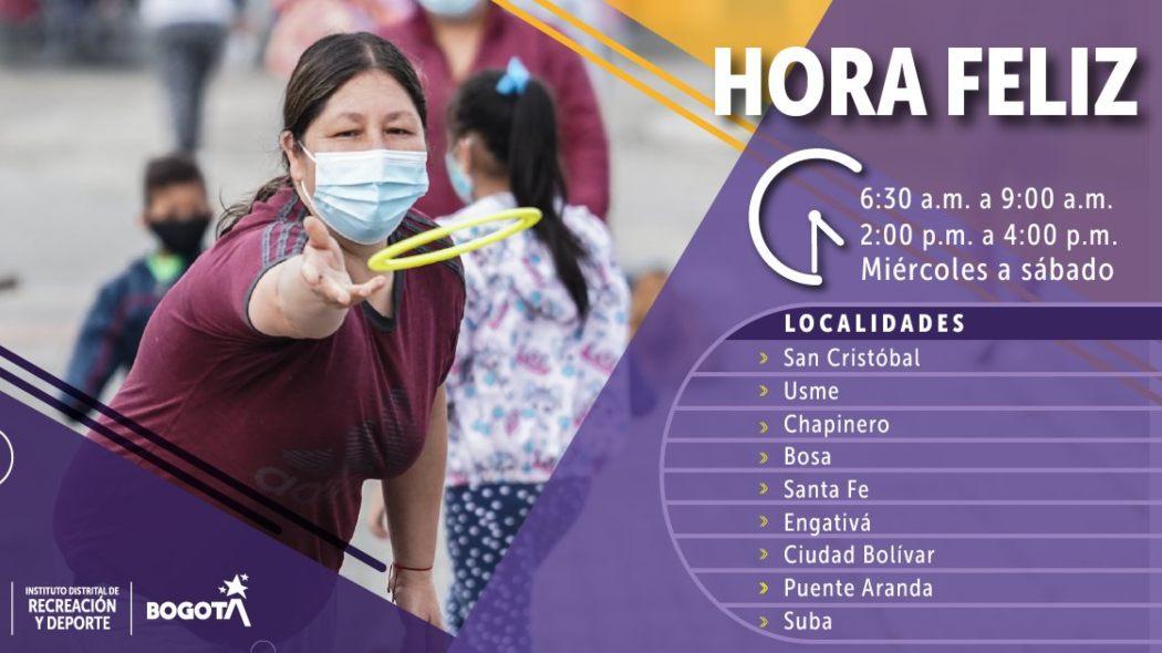 Horarios y localidades para la actividad 'Hora Feliz' del IDRD