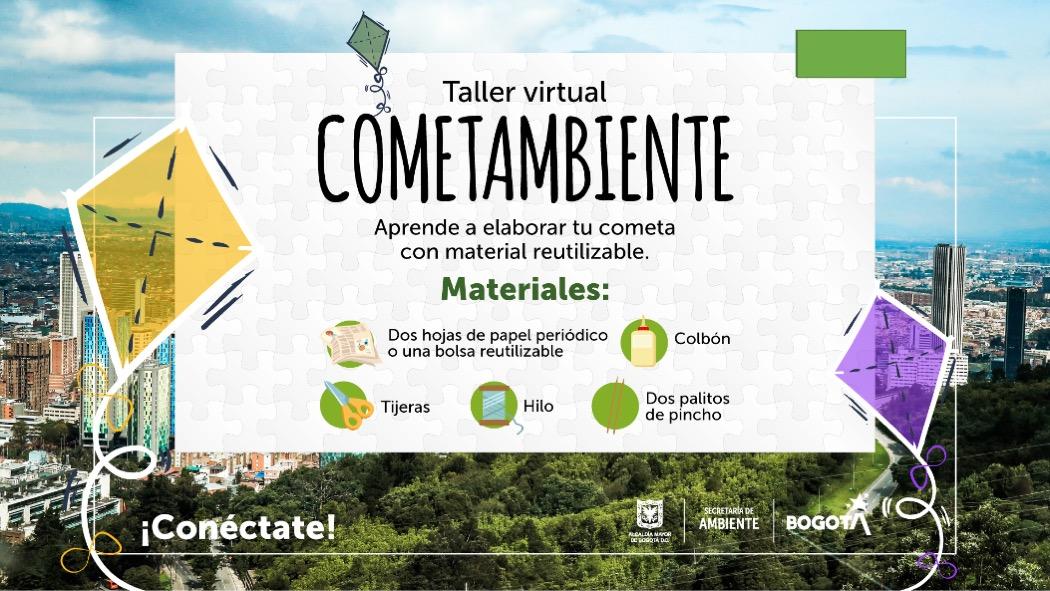 Agéndate para mañana, a las 2:30 p.m., y aprende a elaborar tu cometa. Pieza: Secretaría de Ambiente