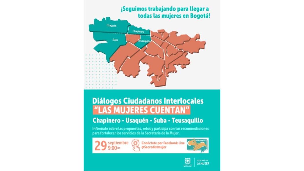 Conéctate al diálogo ciudadano este 29 de septiembre a las 9:00 a.m a través del Facebook live. Pieza: Secretaría de la Mujer.