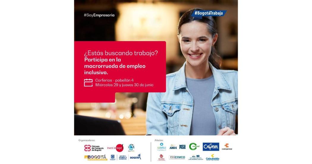 Feria de empleo inclusivo en Bogotá en Corferias este 29 y 30 de junio