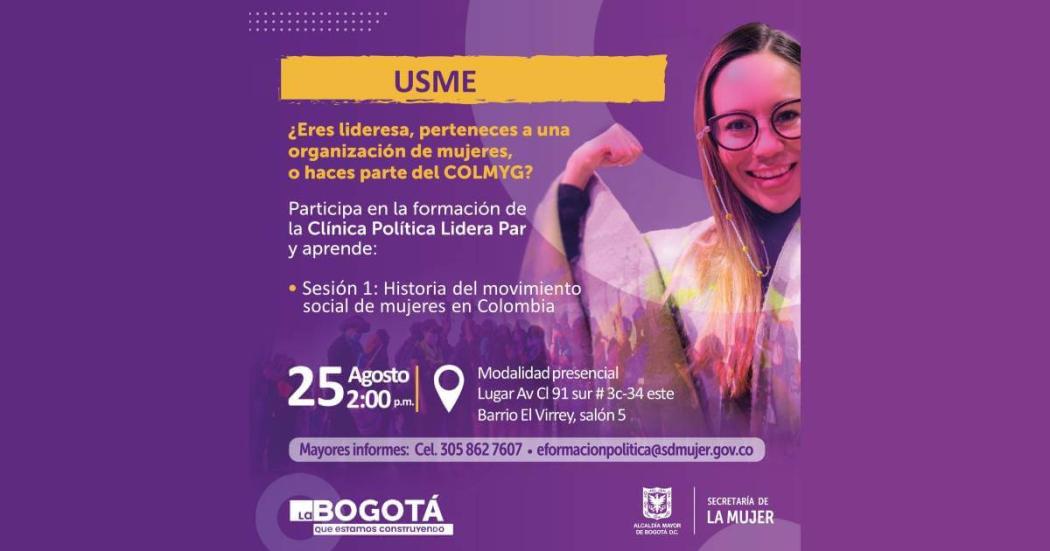 Curso formación para mujeres en Clínica Política Lidera Par en Usme 