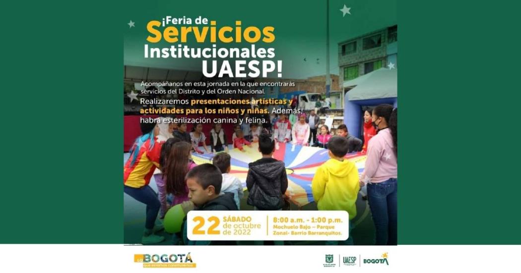 Sábado 22 octubre: Feria de Servicios institucional en Mochuelo Bajo