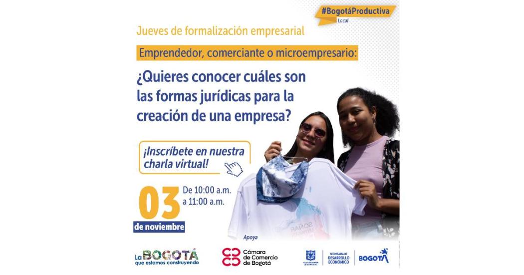 Charla virtual formas jurídicas para conformar una empresa en Bogotá 