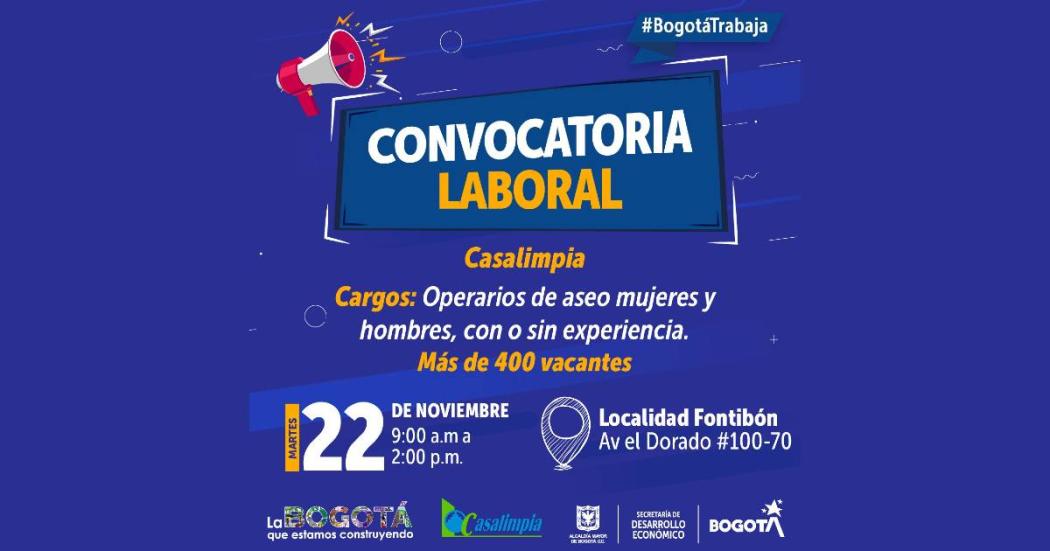 Empleo sin experiencia en Bogotá: Operarios de aseo en Fontibón