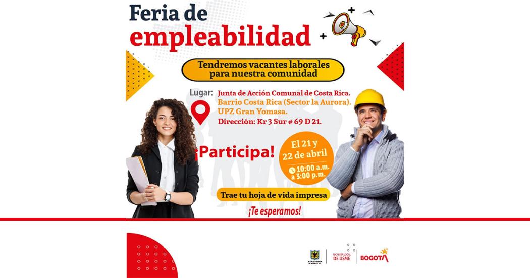 ¿Buscas trabajo? Asiste a la feria de empleo de Usme este 22 de abril