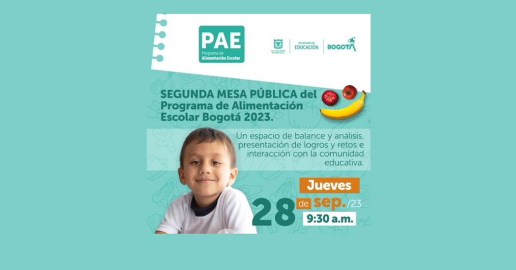 Mesa Pública del Programa de Alimentación Escolar este 28 septiembre 