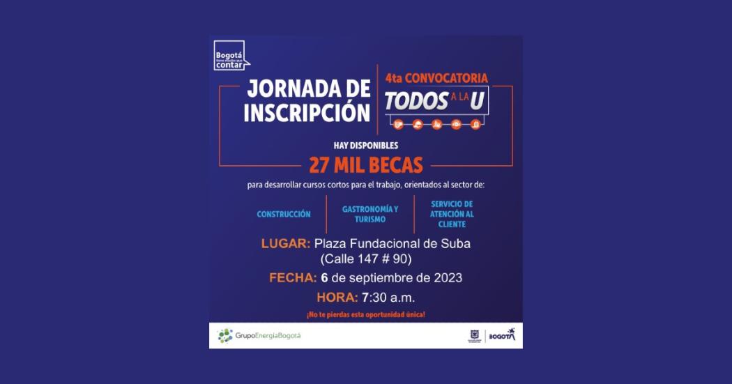 Septiembre 6: Jornada de inscripción para Todos a la U en Suba