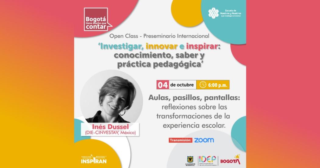 Clase magistral del IDEP con Inés Dussel este miércoles 4 de octubre