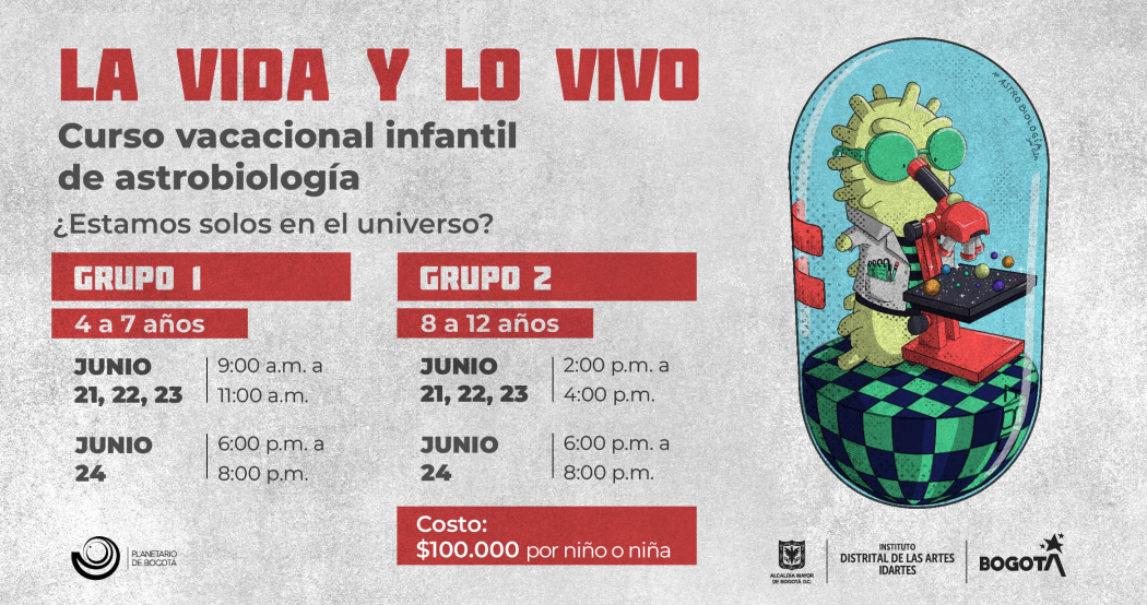 Curso vacacional infantil de astrobiología en Bogotá 