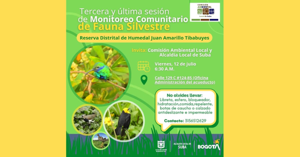 Participa de la última sesión de monitoreo de fauna silvestre en Suba