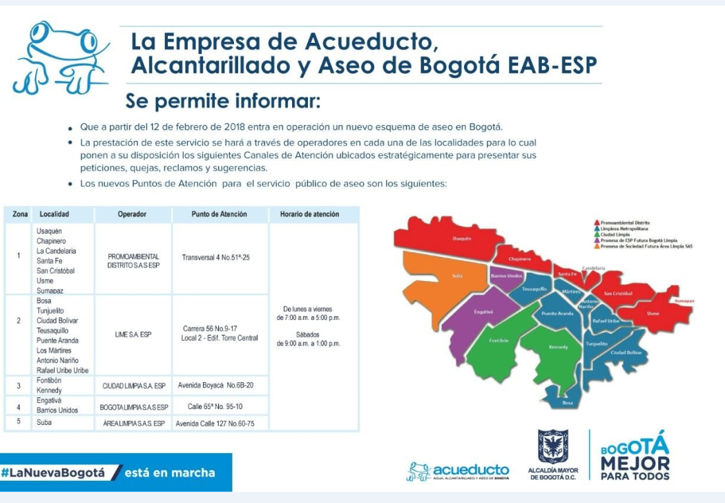 Nuevo esquema de aseo de Bogotá - Foto: Empresa de Acueducto y Alcantarillado