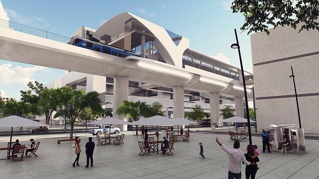 Estación de metro elevada con TransMilenio alimentador - Foto: Render Metro Alcaldía Bogotá