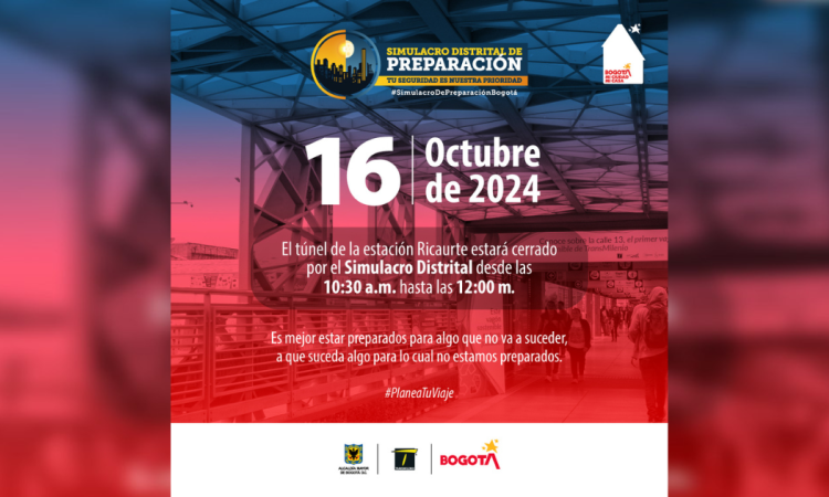 Simulacro Distrital en túnel de estación Ricaurte Bogotá 16 de octubre