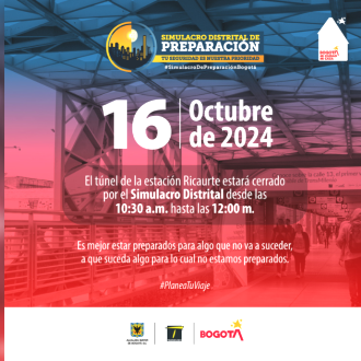 Simulacro Distrital en túnel de estación Ricaurte Bogotá 16 de octubre