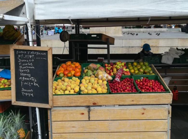 Gran variedad de frutas que se cosechan en Colombia fueron traídas desde diferentes lugares hasta el Mercado Campesino en la Plaza de Bolívar - Foto: Alcaldía de Bogotá.