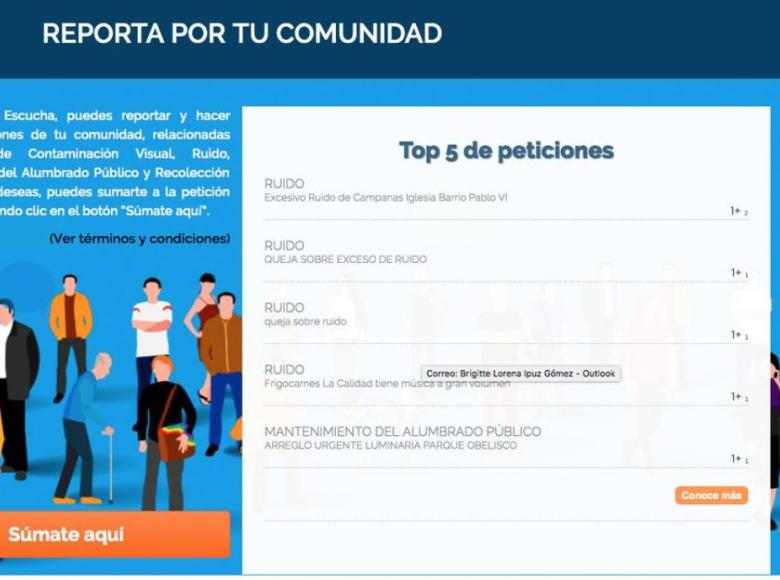 Reporta por tu comunidad es una sección de Bogotá te escucha, donde puedes sumarte a las peticiones más importantes y así esta sean visualizadas para toda la comunidad. Esto ayudará a agilizar la petición.