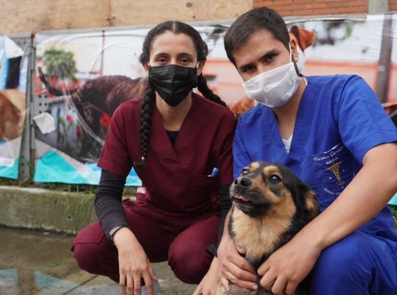 Nicolás Camargo y Karol Gutiérrez adoptaron a Doña Juana, una perrita criolla tan noble como consentida.