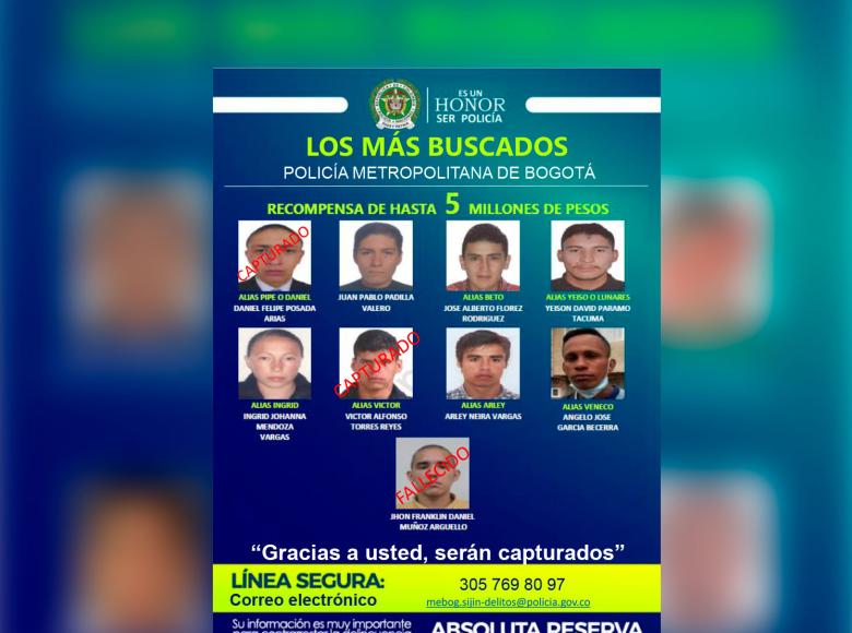 Hasta 5 millones de pesos ofrece la Policía Metropolitana de Bogotá por información que ayude a dar con estos 5 hombres y una mujer vinculados a delitos relacionados con tráfico, fabricación o porte de estupefacientes.