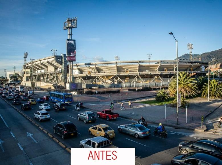 Antes: Este es el costado occidental del estadio sobre la carrera 30, cuando se adelantan eventos deportivos y culturales, se afecta la movilidad de esta vía. 