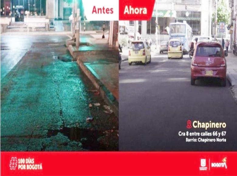  ¡Buenas noticias para Chapinero! Este es el resultado de los trabajos adelantados en la carrera 8 entre calles 66 y 67, del barrio Chapinero Norte, por una movilidad segura, rápida y de calidad. 