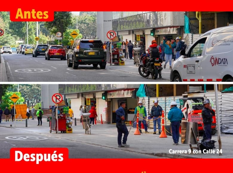 Como parte de las acciones de El Centro Vive, el equipo de Cultura para la Movilidad estuvo en la carrera 9 con calle 24, sensibilizando a los conductores para que respeten el espacio de todos los actores viales.