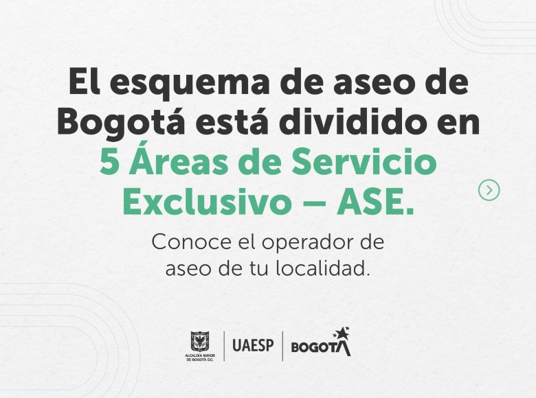 La Subdirección de Recolección, Barrido y Limpieza de la UAESP garantiza la prestación del servicio público domiciliario de aseo por área de servicio exclusivo. En Bogotá el servicio se divide en 5 zonas que son 👉🏻