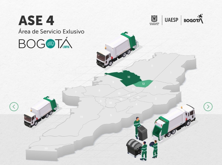 Área de Servicio Exclusivo 4 a cargo de Bogotá Limpia en las localidades de Engativá y Barrios Unidos.