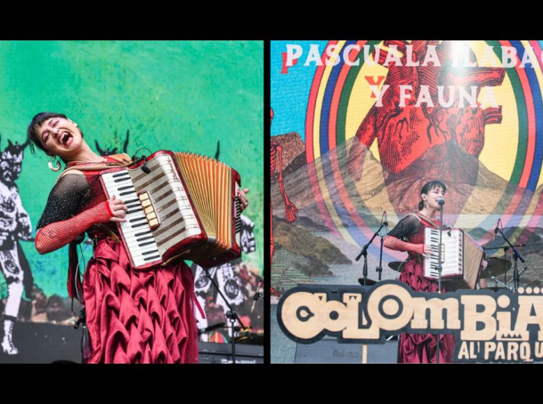 Con un acordeón y un traje típico del folclor chileno, Pascuala Ilaba & Fauna, cantante y compositora, mezcló durante su presentación géneros como la ranchera, el bolero y la música protesta.