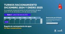 Racionamiento de agua en Bogotá y Cota lunes 13 de enero de 2025 