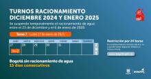 Racionamiento de agua en Bogotá, Funza, Madrid lunes 27 de enero 2025