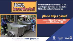 tienes hasta el 17 de febrero para inscribirte en el sorteo de 40 Mobiliarios Semiestacionarios. Foto: IPES 