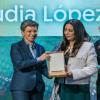 Mayor Claudia López receives the 'Legendary Woman' award during the 4th Edition 