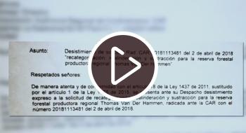 Carta donde se pide a la CAR desistir de la recategorización, realineación y sustracción de la reserva Thomas Van Der Hammen. 