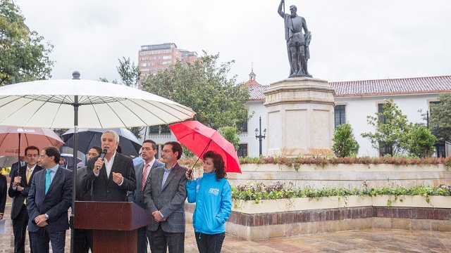 Monumento de Gonzalo Jiménez de Quesada recuperado - Foto: Alcaldía de Bogotá / Diego Bauman